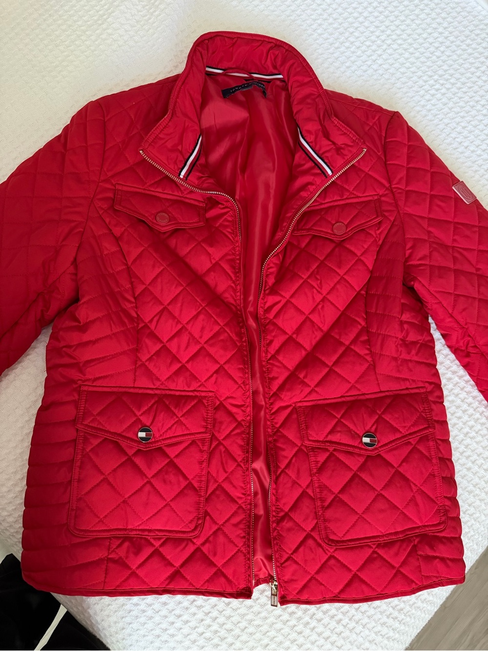 Tommy Hilfiger Red Quilted Puffer Jacket